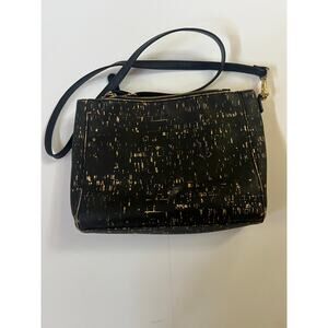 Queork Cork Purse Crossbody Black and Gold